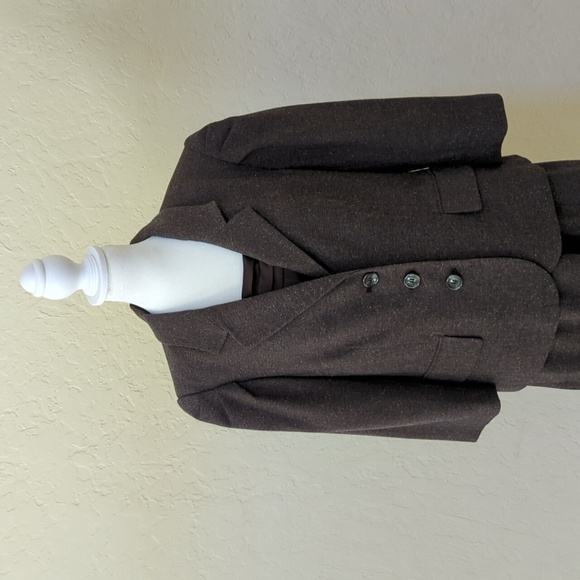 The Limited Jackets & Blazers - The Limited Brown Puff Sleeve Herringbone Tweed Tailored Suit Jacket Size Large